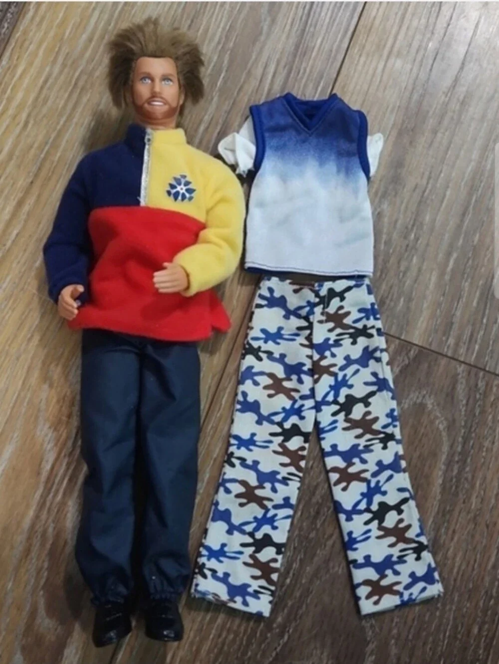 Vintage Ken Barbie Doll Sweatshirt Pants & Blue Ombre & Camo Pants Outfit
